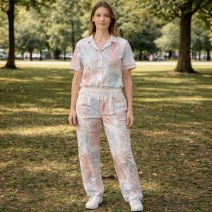 Women's‎ Pastel Abstract Print 2pc Set - M
